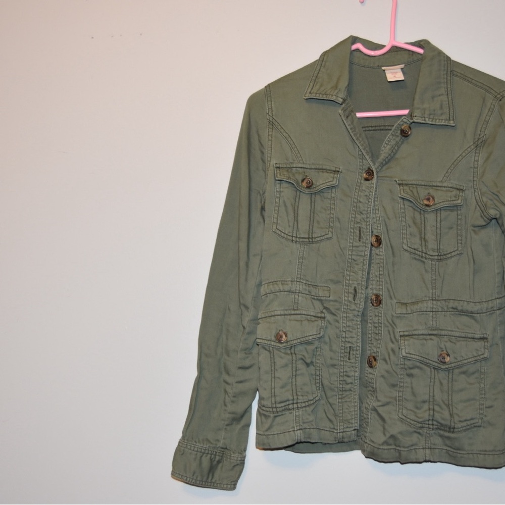 Mossimo Supply Co Green Utility Jacket with Collared Neckline